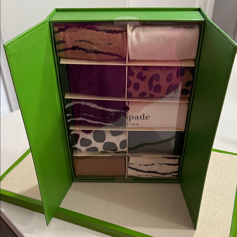 Brand New Kate Spade Leopard Print Low Cut Socks Limited Collection-10 Pieces!